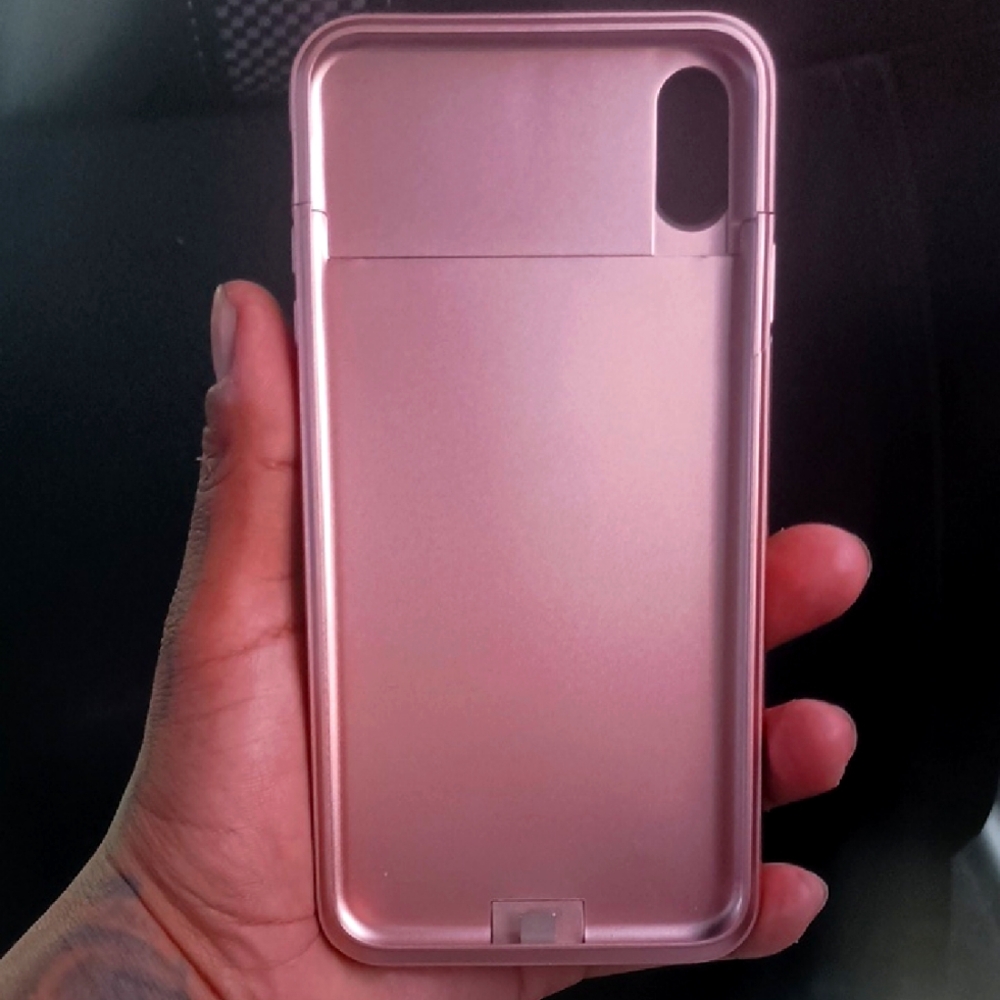 Metallic Pink Phone Case with Camera Cutout and Sleek Design